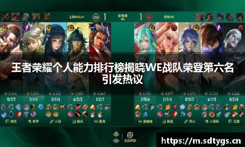 王者荣耀个人能力排行榜揭晓WE战队荣登第六名引发热议